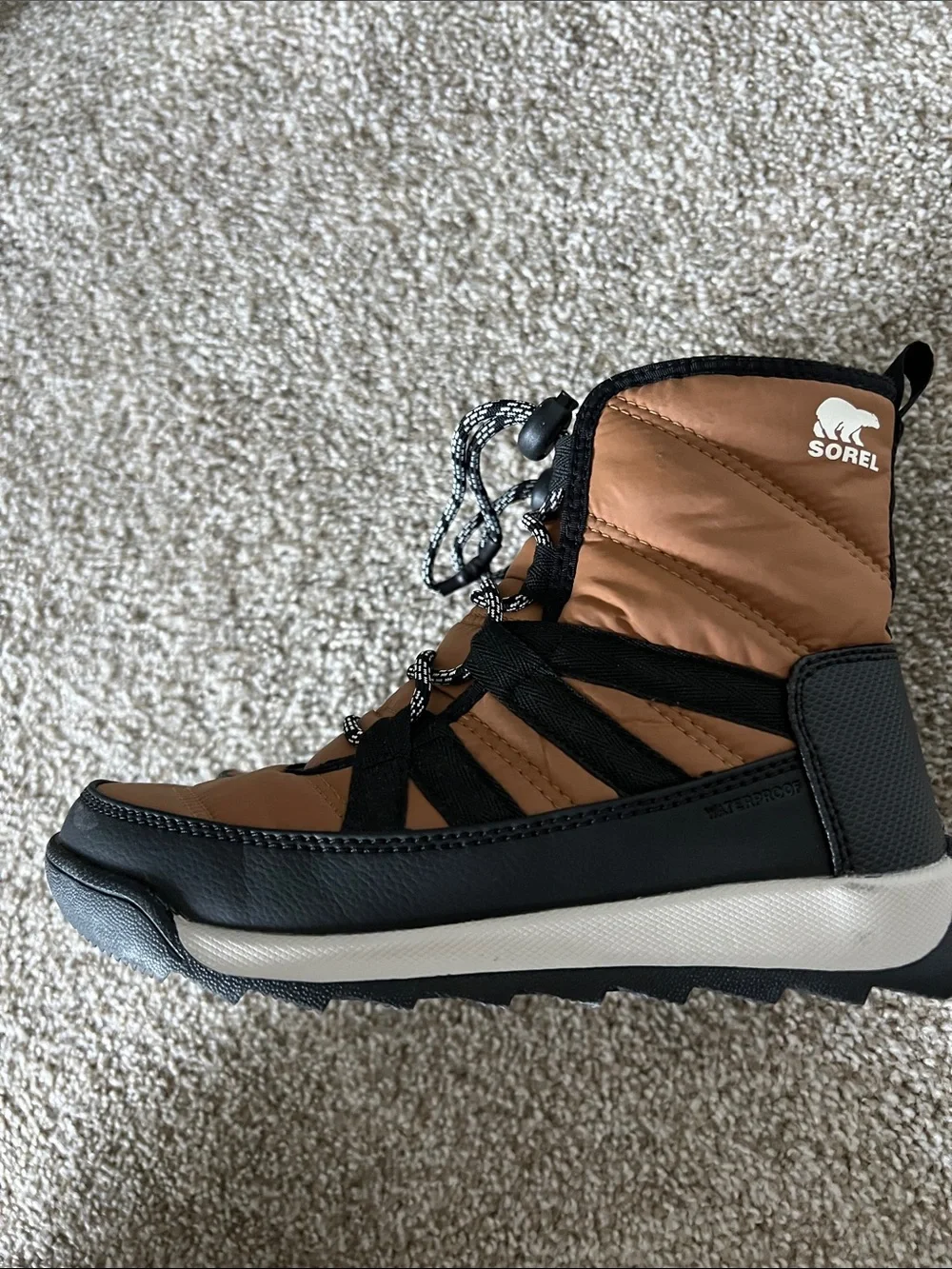 Sorel Tan and Black Insulated Winter Boots